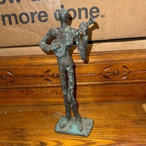Brutalist Bronze Musician Sculpture